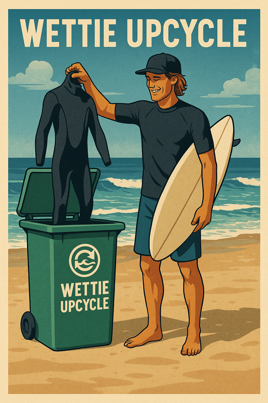 surfer recycling on the beach